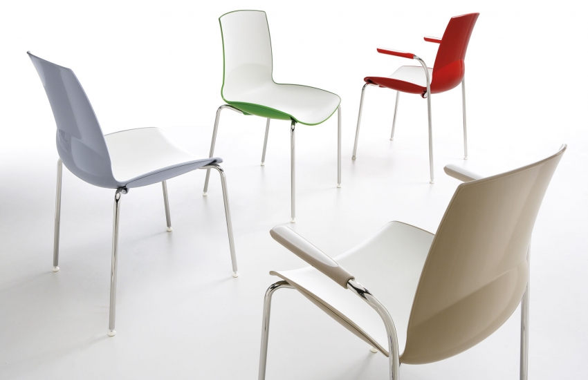 Chaises fauteuils polypropylène bicolore Kaki